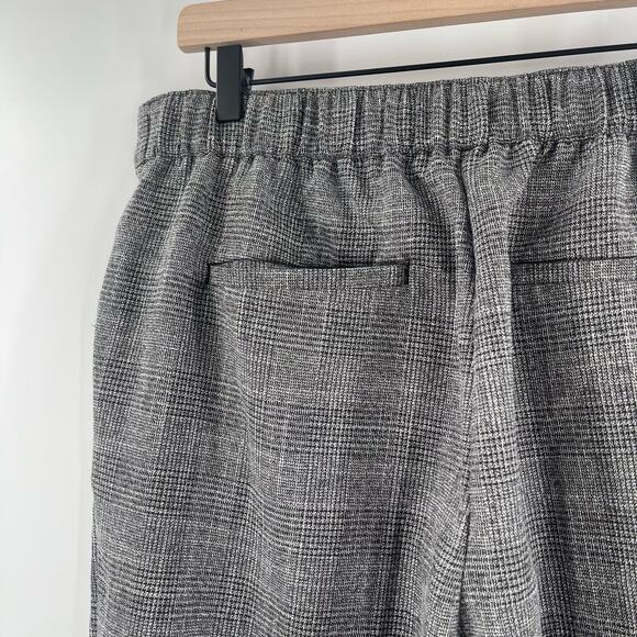 LOFT ANN TAYLOR Pants Size Large Pull On Taper Metallic Shimmer Plaid Holiday - Picture 7 of 11